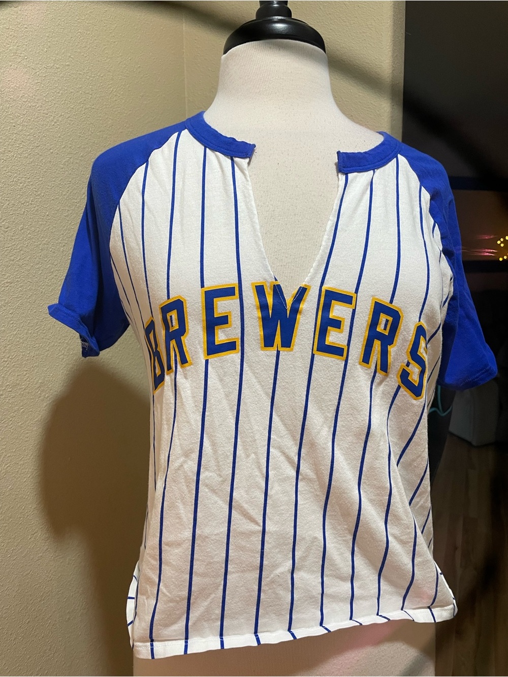 PINK Victoria's Secret White Tee with Royal Blue Trim